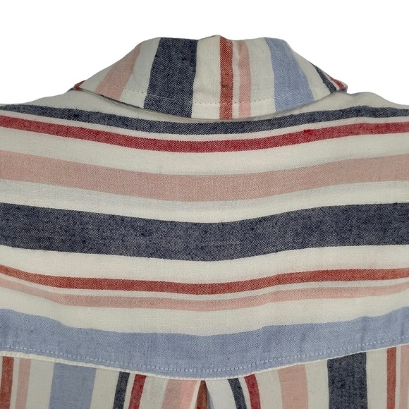Anthropologie Maeve Chatham Pastel Striped Linen Blend Button Down Shirt   Sz XS - Picture 11 of 14